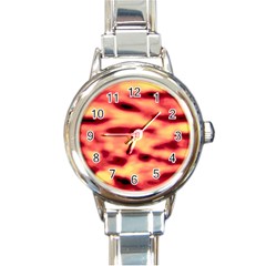 Red Waves Flow Series 4 Round Italian Charm Watch by DimitriosArt