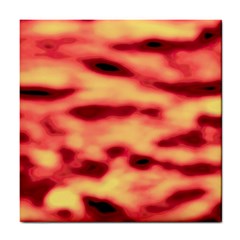 Red Waves Flow Series 4 Tile Coaster by DimitriosArt