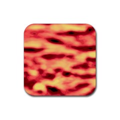 Red Waves Flow Series 4 Rubber Coaster (square) by DimitriosArt