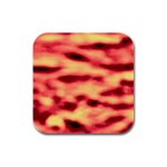 Red Waves Flow Series 4 Rubber Square Coaster (4 pack) Front