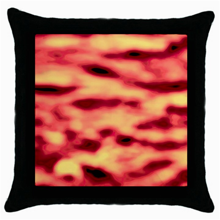 Red Waves Flow Series 4 Throw Pillow Case (Black)