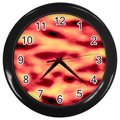 Red Waves Flow Series 4 Wall Clock (black) by DimitriosArt