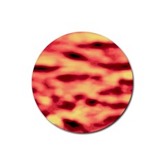 Red Waves Flow Series 4 Rubber Coaster (round) by DimitriosArt