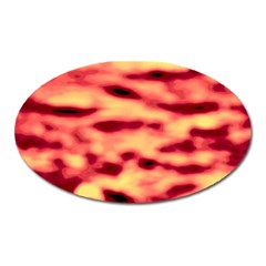 Red Waves Flow Series 4 Oval Magnet by DimitriosArt