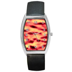 Red Waves Flow Series 4 Barrel Style Metal Watch by DimitriosArt