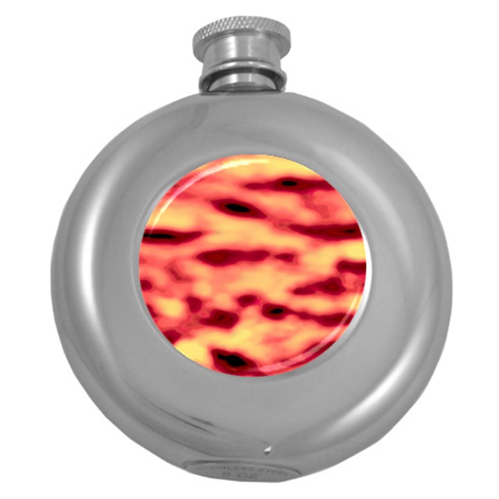 Red Waves Flow Series 4 Round Hip Flask (5 oz)