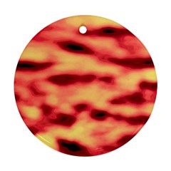 Red Waves Flow Series 4 Round Ornament (two Sides) by DimitriosArt