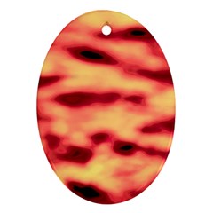 Red Waves Flow Series 4 Oval Ornament (two Sides) by DimitriosArt