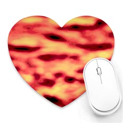 Red Waves Flow Series 4 Heart Mousepads by DimitriosArt