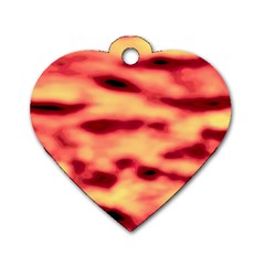 Red Waves Flow Series 4 Dog Tag Heart (one Side) by DimitriosArt