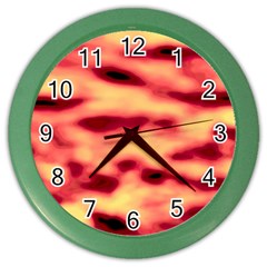 Red Waves Flow Series 4 Color Wall Clock