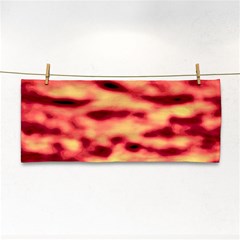 Red Waves Flow Series 4 Hand Towel by DimitriosArt