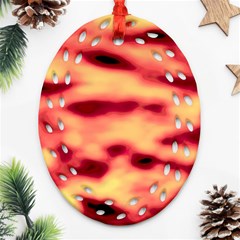 Red Waves Flow Series 4 Ornament (oval Filigree) by DimitriosArt