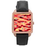 Red Waves Flow Series 4 Rose Gold Leather Watch  Front