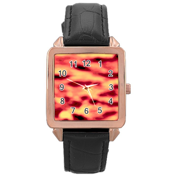 Red Waves Flow Series 4 Rose Gold Leather Watch 