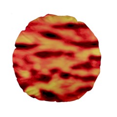 Red Waves Flow Series 4 Standard 15  Premium Flano Round Cushions by DimitriosArt