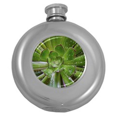 The Heart Of The Green Sun Round Hip Flask (5 Oz) by DimitriosArt