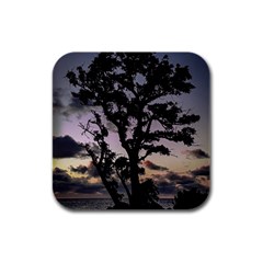 Sunset Coastal Park Landscape, Montevideo Uruguay Rubber Square Coaster (4 Pack) by dflcprintsclothing