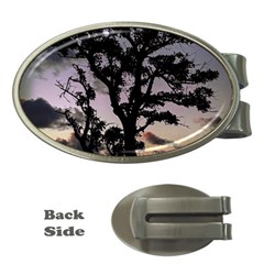 Sunset Coastal Park Landscape, Montevideo Uruguay Money Clips (oval)  by dflcprintsclothing