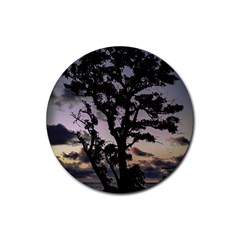 Sunset Coastal Park Landscape, Montevideo Uruguay Rubber Round Coaster (4 Pack) by dflcprintsclothing