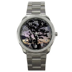 Sunset Coastal Park Landscape, Montevideo Uruguay Sport Metal Watch by dflcprintsclothing