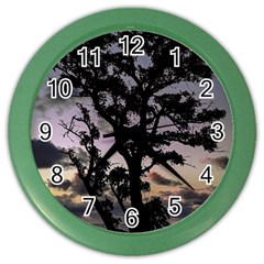 Sunset Coastal Park Landscape, Montevideo Uruguay Color Wall Clock