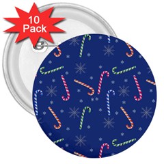 Christmas Candy Canes 3  Buttons (10 Pack)  by SychEva