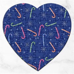 Christmas Candy Canes Jigsaw Puzzle (heart) by SychEva