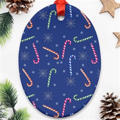 Christmas Candy Canes Oval Ornament (two Sides) by SychEva