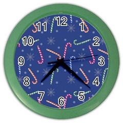 Christmas Candy Canes Color Wall Clock by SychEva