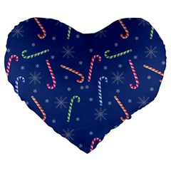 Christmas Candy Canes Large 19  Premium Heart Shape Cushions by SychEva