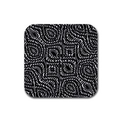 Black And White Abstract Tribal Print Rubber Square Coaster (4 Pack) by dflcprintsclothing