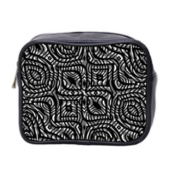 Black And White Abstract Tribal Print Mini Toiletries Bag (two Sides)