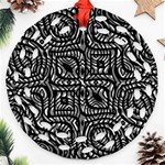 Black And White Abstract Tribal Print Round Filigree Ornament (Two Sides) Front