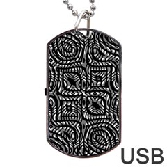 Black And White Abstract Tribal Print Dog Tag Usb Flash (two Sides) by dflcprintsclothing