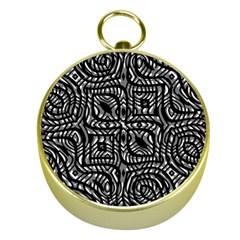 Black And White Abstract Tribal Print Gold Compasses