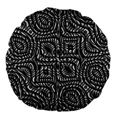 Black And White Abstract Tribal Print Large 18  Premium Flano Round Cushions by dflcprintsclothing