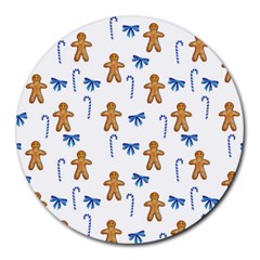 Gingerbread Man And Candy Round Mousepads by SychEva