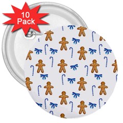 Gingerbread Man And Candy 3  Buttons (10 Pack)  by SychEva