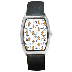 Gingerbread Man And Candy Barrel Style Metal Watch by SychEva