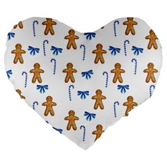 Gingerbread Man And Candy Large 19  Premium Heart Shape Cushions by SychEva