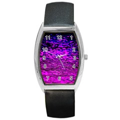 Magenta Waves Flow Series 1 Barrel Style Metal Watch by DimitriosArt