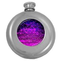 Magenta Waves Flow Series 1 Round Hip Flask (5 Oz) by DimitriosArt