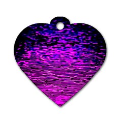 Magenta Waves Flow Series 1 Dog Tag Heart (one Side) by DimitriosArt