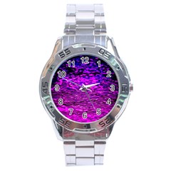 Magenta Waves Flow Series 1 Stainless Steel Analogue Watch by DimitriosArt