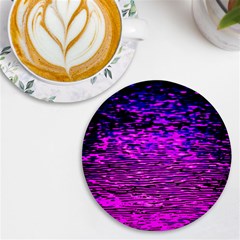 Magenta Waves Flow Series 1 Uv Print Round Tile Coaster by DimitriosArt