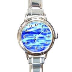 Blue Waves Flow Series 5 Round Italian Charm Watch by DimitriosArt