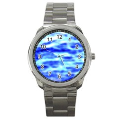 Blue Waves Flow Series 5 Sport Metal Watch by DimitriosArt