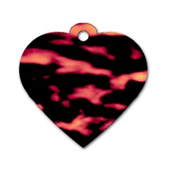 Red Waves Flow Series 5 Dog Tag Heart (one Side) by DimitriosArt