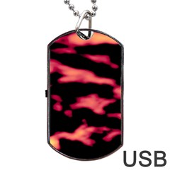 Red Waves Flow Series 5 Dog Tag Usb Flash (one Side) by DimitriosArt